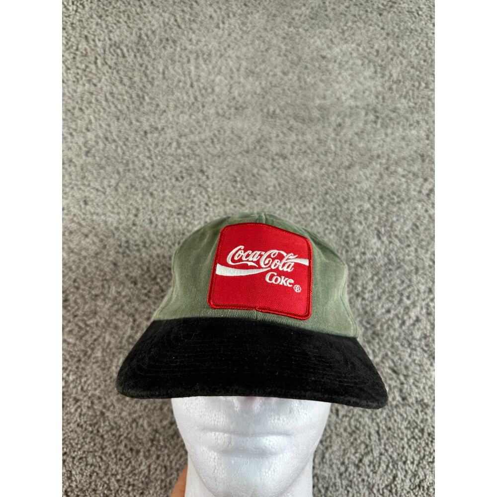 VINTAGE Coca Cola Hat mens One Size Green Red Coke Patch Toppers Strap Back Cap